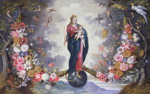 花輪に囲まれた聖母子 作： Jan and Balen, Hendrik van Brueghel