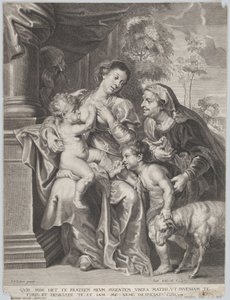 エリザベスと幼いバプテスマの聖ヨハネと聖家族、幼子キリストを授ける聖母、c.1635-42 作： Jan Witdoek