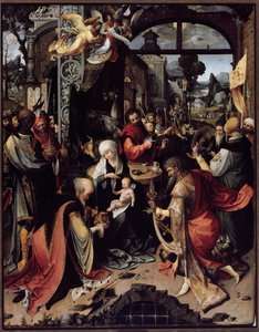マギの崇拝（中央パネル）」（パネルに油彩、1520年頃 作： Jan de Beer
