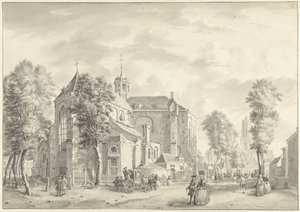 バック グラウンドで Dom とユトレヒトの Pieterskerk 作： Jan de Beijer