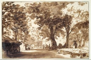 The Vigorbros an de platz on the haynus (chalk, pen & ink with wash on paper) 作： Jan de Bisschop