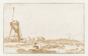 ライン川岸からの工場の眺め 作： Jan de Bisschop