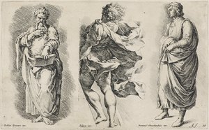 イタリアの3人の作家による「3つの無題の像」（エッチング、レイド紙、紋章の透かし入り 作： Jan de Bisschop