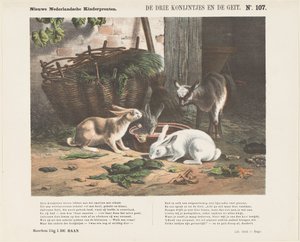 3匹のうさぎとヤギ (オブジェクトのタイトル) 新しいオランダの子供の版画 (オブジェクトのシリーズ タイトル) 作： Jan de Haan