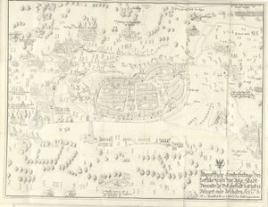 デーフェンターの包囲と捕獲、1578 年 Waerafftighe afconterfeitinge der loeflike Keyser vrye Anze Stadt Deventer ベルガート オンデ ベシャテン アオがどのようなゲシュタルトにいるのか。 1578 (オブジェクトのタイトル) 作： Jan de Lange (II) (signed by artist)