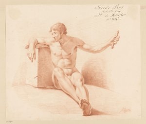 正面から見た裸の男性の着席 (2等賞 1814年) 作： Jan de Ruyter