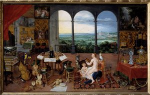 聴覚。五感のアレゴリー ヤン・I・ブリューゲルの絵画 Dit De Velours (1568-1625) Ec.Flam