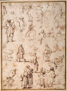 生活からの農民の研究（紙にペンとインク、ウォッシュ 作： Jan the Elder Brueghel
