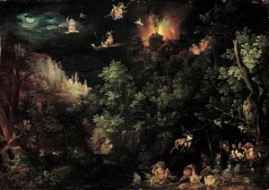 聖アントニウスの誘惑、1595年（銅に油彩）