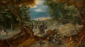 兵士に襲われる旅行者（石油） 作： Jan the Elder Brueghel