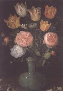 テーブルの上に置かれたダイヤモンドの花瓶 作： Jan the Elder Brueghel