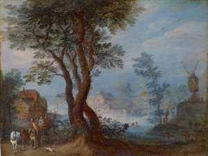 人物のいる村の風景、1603年頃 作： Jan the Elder Brueghel