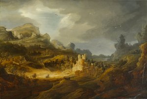 幻想的な風景、1643年から1645年頃（揺りかごのパネルに油彩）