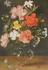 カーネーションと他の花の静物