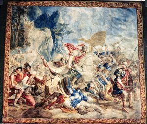 イスラエル人とアメリキ人の戦い」（フランとピーテル・ファン・デル・ボルチの工房より）（シルクタペストリー 作： Jan van (after) Orley