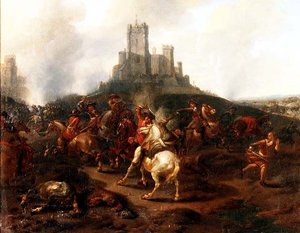 要塞の前での騎馬戦の小競り合い 作： Jan van (attr. to) Huchtenburgh