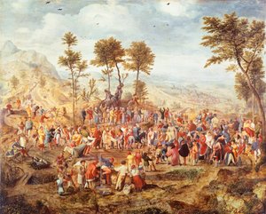 Cristo entrando em Jerusalém por Jan van Amstel (por volta de 1500-1542), técnica mista sobre madeira, por volta de 1540 作： Jan van Amstel