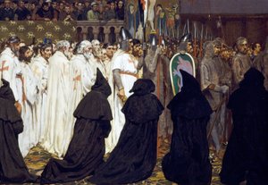 4月22日、ブリュージュで行われたフランドル伯シャルルの葬儀 作： Jan van Beers