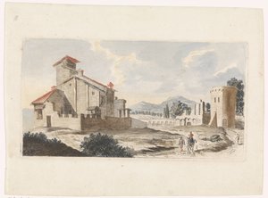 ラバに乗った男がいるイタリアの風景 作： Jan van Call (I) (attributed to)