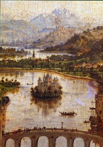 風景」 「ロラン総長の聖母」の詳細 ニコラ・ロラン（1376-1461）は、フィリップ・ル・ボンの下でブルゴーニュの総長を務め、1443年にボーヌのホスピスを創設しました。ヤン・ファン・エイク（1390-1441）の絵画 作： Jan van Eyck