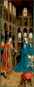 受胎告知」、1434年から1436年。 作： Jan van Eyck