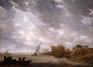 川の情景、1642 年。 作： Jan van Goyen