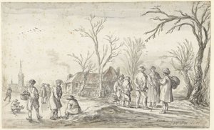 冬の村の人物 作： Jan van Goyen