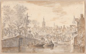 運河近くの市場 作： Jan van Goyen