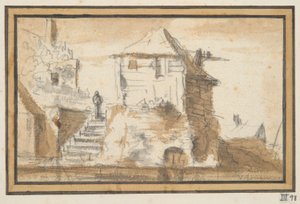 階段のある 2 つの建物 作： Jan van Goyen