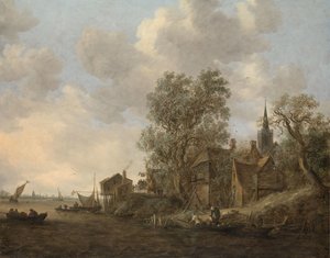 川沿いの町の眺め 作： Jan van Goyen