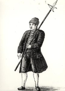 ヴェネツィア・アーセナルの工員（水彩・紙）（モノクロ写真） 作： Jan van Grevenbroeck