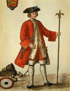 制服を着たヴェニツェン海軍の砲兵（Giovanni di Grevembroch（1731-1807）の『ヴェニツェンの衣装』より） 水彩画 作： Jan van Grevenbroeck