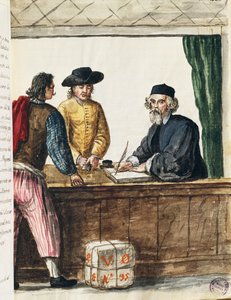 ヤン・グレーベンブルック（1731-1807）の「ヴェネツィア衣装図鑑」の挿絵「高貴な商人」、水彩、イタリア 作： Jan van Grevenbroeck