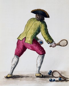 ラケットとボールで遊んでいる男性（イタリア『ベネチア・コスチューム図鑑』より 作： Jan van Grevenbroeck
