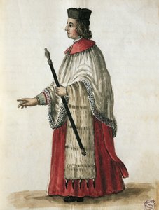 サン・マルコ教会での儀式の司会者（ジョヴァンニ・ディ・グレーベンブローク（1731-1807）の『ヴェニチェンスの衣装』より） 水彩画 作： Jan van Grevenbroeck