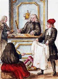 質屋、ヤン・グレーベンブルック（1731-1807）の『ヴェネツィア衣装図鑑』の挿絵、水彩、イタリア