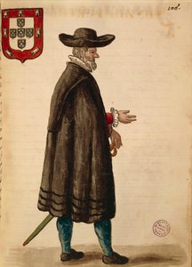 ポルトガル大使、ヤン・ファン・グレーベンブロークまたはジョヴァンニ・グレーベンブローク（1731-1807）作、『Gli Abiti de Veneziani』、衣装の図鑑より、水彩。 作： Jan van Grevenbroeck