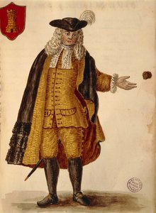 スペイン大使、ヤン・ファン・グレーベンブロークまたはジョヴァンニ・グレーベンブローク（1731-1807）作、『Gli Abiti de Veneziani』、衣装の図鑑より、水彩画 作： Jan van Grevenbroeck