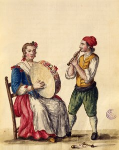 ベネチアンミュージシャン（ペンとインク、紙のトイレ） 作： Jan van Grevenbroeck