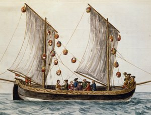 贖罪の祭礼のために装飾されたヴェネツィアの船、ヤン・グレーベンブルック（1731-1807）作、水彩、イタリア 作： Jan van Grevenbroeck