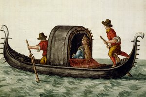 ゴンドラで結婚式に連れて行かれるヴェネチアの花嫁（ヤン・グレーベンブルック（1731-1807）作、イタリア 作： Jan van Grevenbroeck