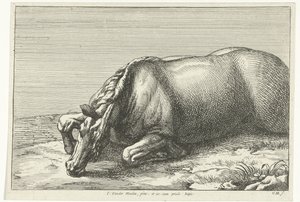 左に見えるのは倒れた馬 落ち馬（シリーズタイトル） 作： Jan van Huchtenburg