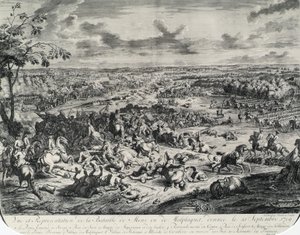 戦闘シーンデュモンとルーセット『ウジェーヌ公の軍事史』（1663-1736年）、8枚のエングレーヴィングからなるシリーズ 作： Jan van Huchtenburgh