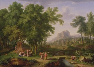 フローラの胸像があるアルカディアンの風景、1724年から25年（68872とペア）