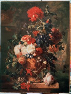 ""花束"" (花) 卵と昆虫 (蝶、ハエ、アリ、テントウムシを含む) のいる巣も描かれています。ヤン ファン ホイスムス (1682-1749) 作 1722 年 エルミタージュ美術館 サンクト ペテルブルグ 作： Jan van Huysums