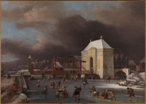 アムステルダムのハイリゲヴェーグスポールトの眺め、1660～80年頃（キャンバスに油彩） 作： Jan van III Kessel