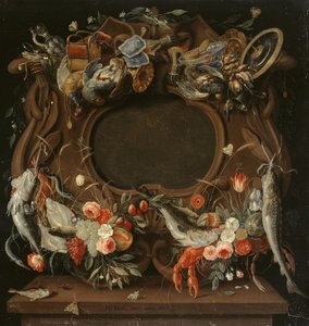 四大元素を寓意的に描いたメダリオンの枠 作： Jan van Kessel the Elder