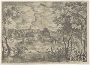 Landschap met Christus die een demon uitdrijft bij een stomme man 彼は惨めな主カコダイモナを追い出し、神話に夢中になり、精霊に雄弁な言葉を発します。 王立 作： Jan van Londerseel
