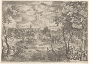 口のきけない男から悪霊を追い出すキリストのいる風景 作： Jan van Londerseel