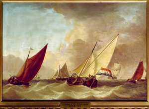 ヤン・ファン・オス（1744-1808）の海洋画 18世紀 日0.52×0.73m 作： Jan van Os